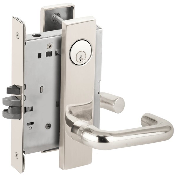 Schlage Grade 1 Entrance Office Mortise Lock, Conventional Cylinder, S123 Keyway, 03 Lever, L Escutcheon, Br L9050P 03L 625 - main